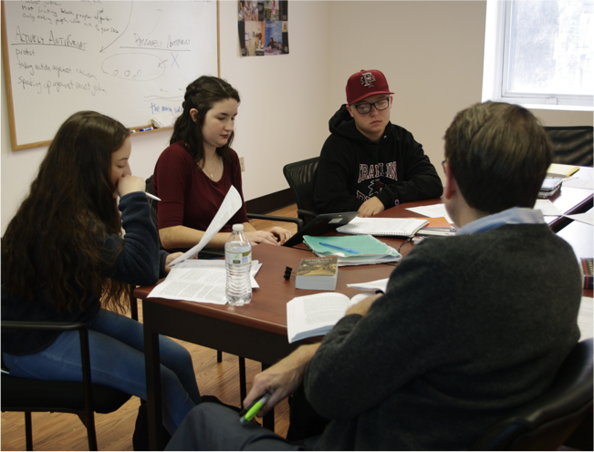 Small group of students