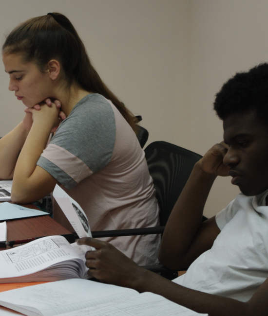 Students working